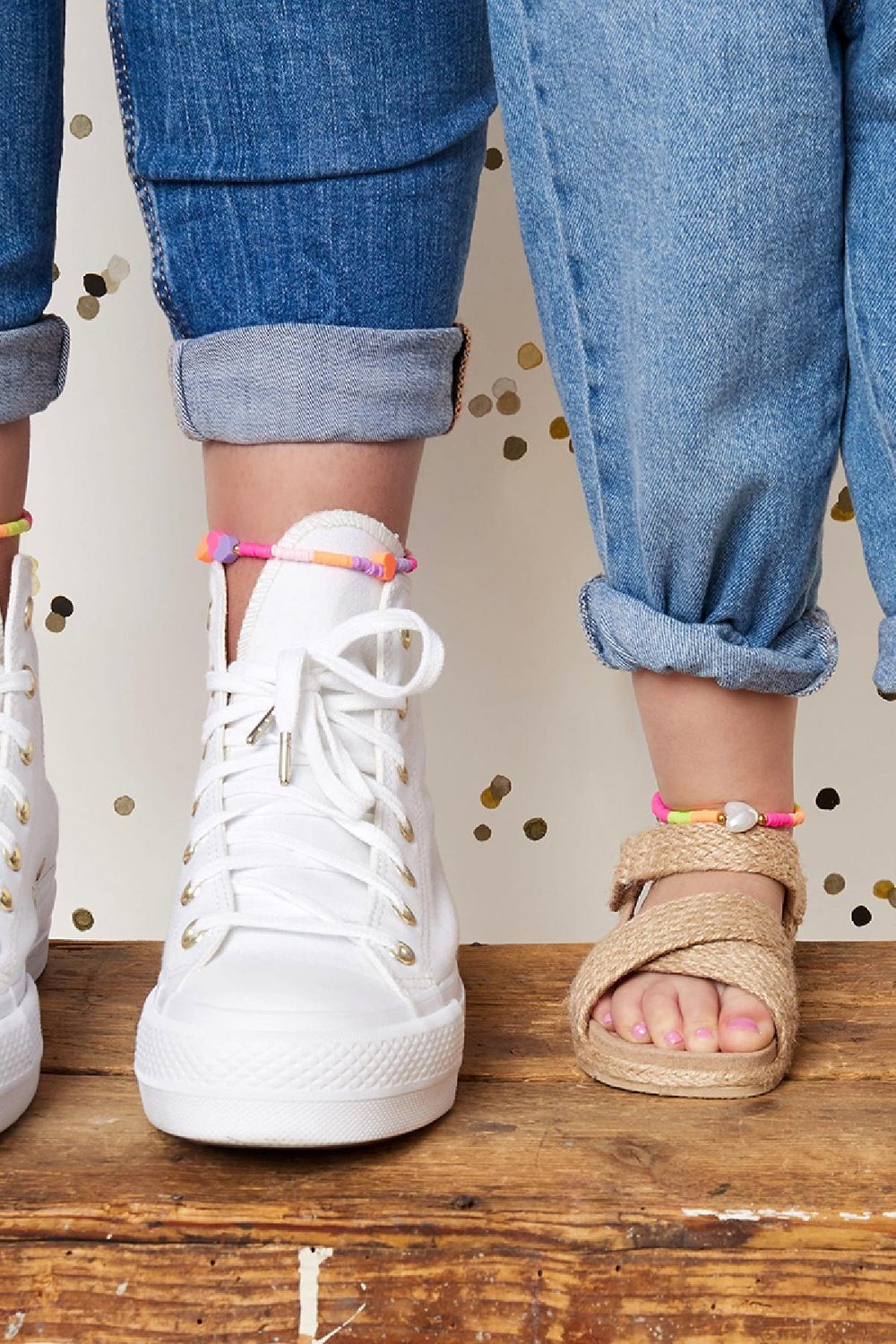 Adult - pink hearts anklet - Mother-Daughter collection Purple polymer clay h5Picture2